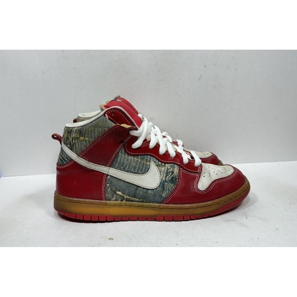 Vintage Rare Nike SB Dunk High Shoe Goo Red White Men's Size 10 313171-012 2008